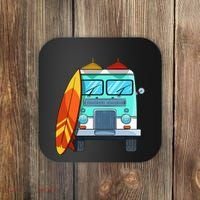 Surf Van Surfboard Palm Trees Surfing Surfer Waves Summer Coaster thumb 0