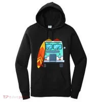 Surf Van Surfboard Palm Trees Surfing Surfer Waves Summer Women's Hoodie thumb 0