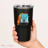Surf Van Surfboard Palm Trees Surfing Surfer Waves Summer Tumbler thumb 2