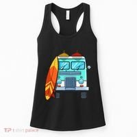 Surf Van Surfboard Palm Trees Surfing Surfer Waves Summer Women's Tank Top thumb 0