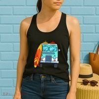 Surf Van Surfboard Palm Trees Surfing Surfer Waves Summer Women's Tank Top thumb 2