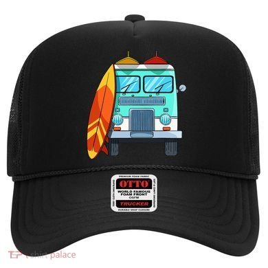 Surf Van Surfboard Palm Trees Surfing Surfer Waves Summer Hat