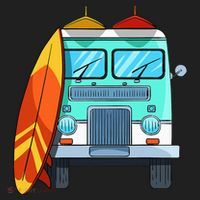Surf Van Surfboard Palm Trees Surfing Surfer Waves Summer Hat thumb 2