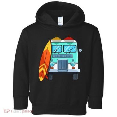 Surf Van Surfboard Palm Trees Surfing Surfer Waves Summer Toddler Hoodie