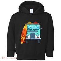 Surf Van Surfboard Palm Trees Surfing Surfer Waves Summer Toddler Hoodie thumb 0