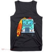 Surf Van Surfboard Palm Trees Surfing Surfer Waves Summer Tank Top thumb 0