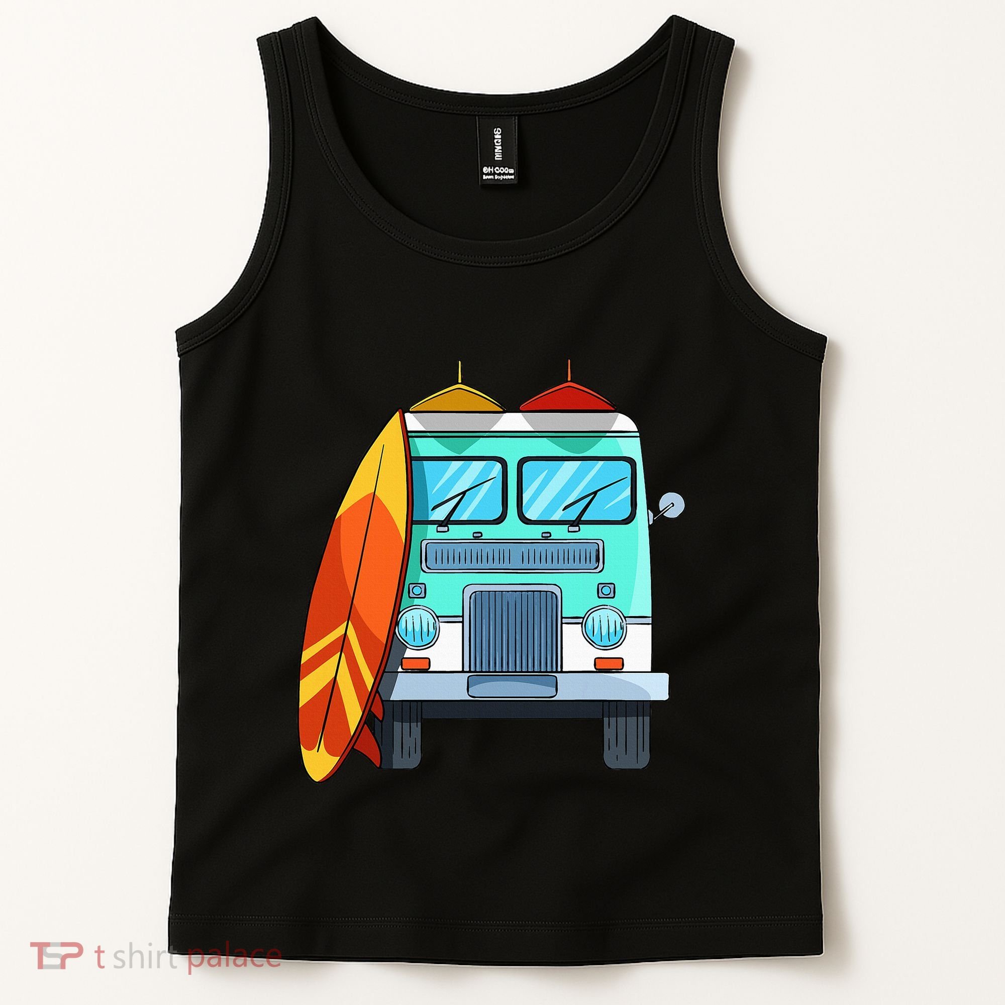 Surf Van Surfboard Palm Trees Surfing Surfer Waves Summer Tank Top