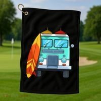 Surf Van Surfboard Palm Trees Surfing Surfer Waves Summer Golf Towel thumb 1