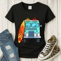 Surf Van Surfboard Palm Trees Surfing Surfer Waves Summer Women's T-Shirt thumb 3