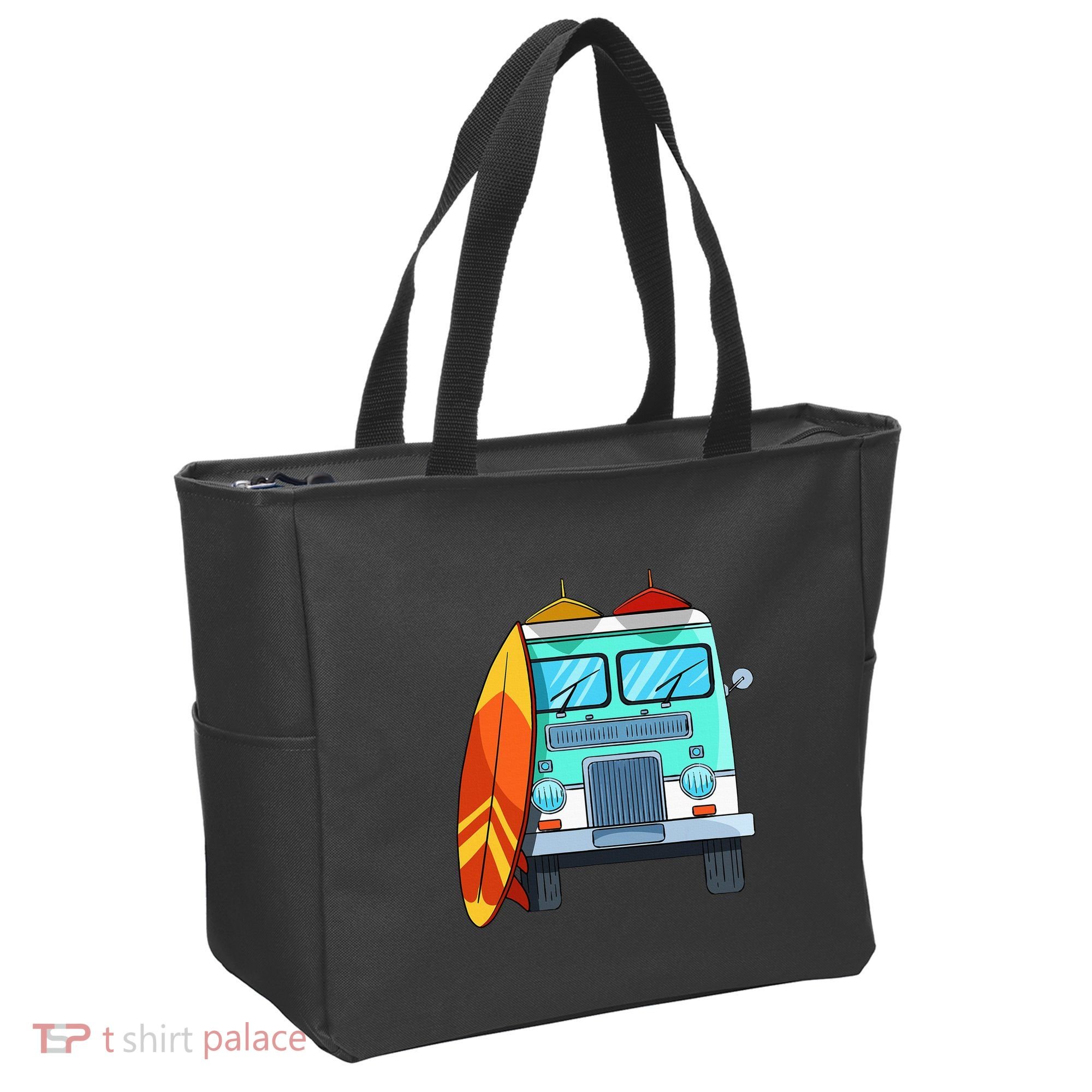Surf Van Surfboard Palm Trees Surfing Surfer Waves Summer Tote Bag