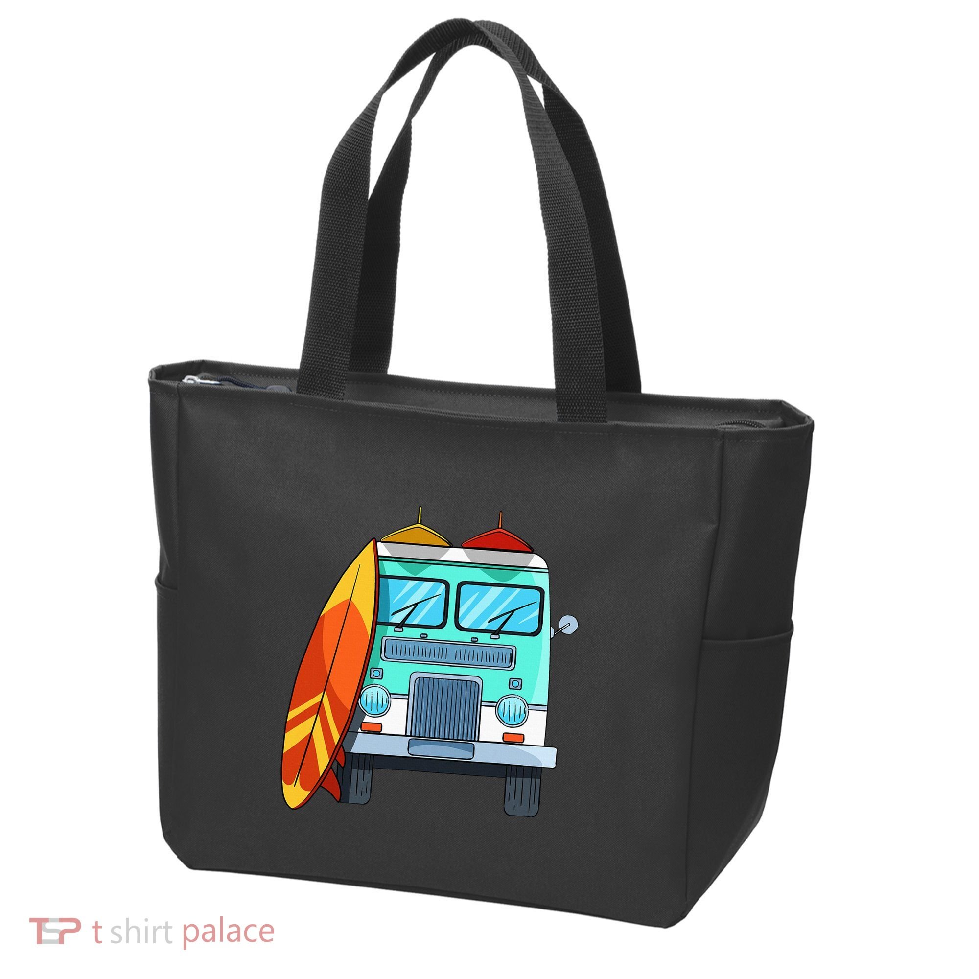 Surf Van Surfboard Palm Trees Surfing Surfer Waves Summer Tote Bag