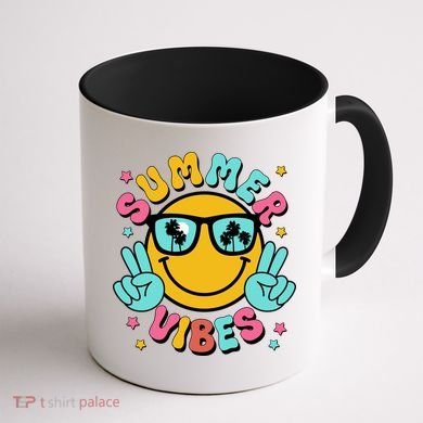 Summer Vibes Tropical Sunset Beach Vacation Coffee Mug back
