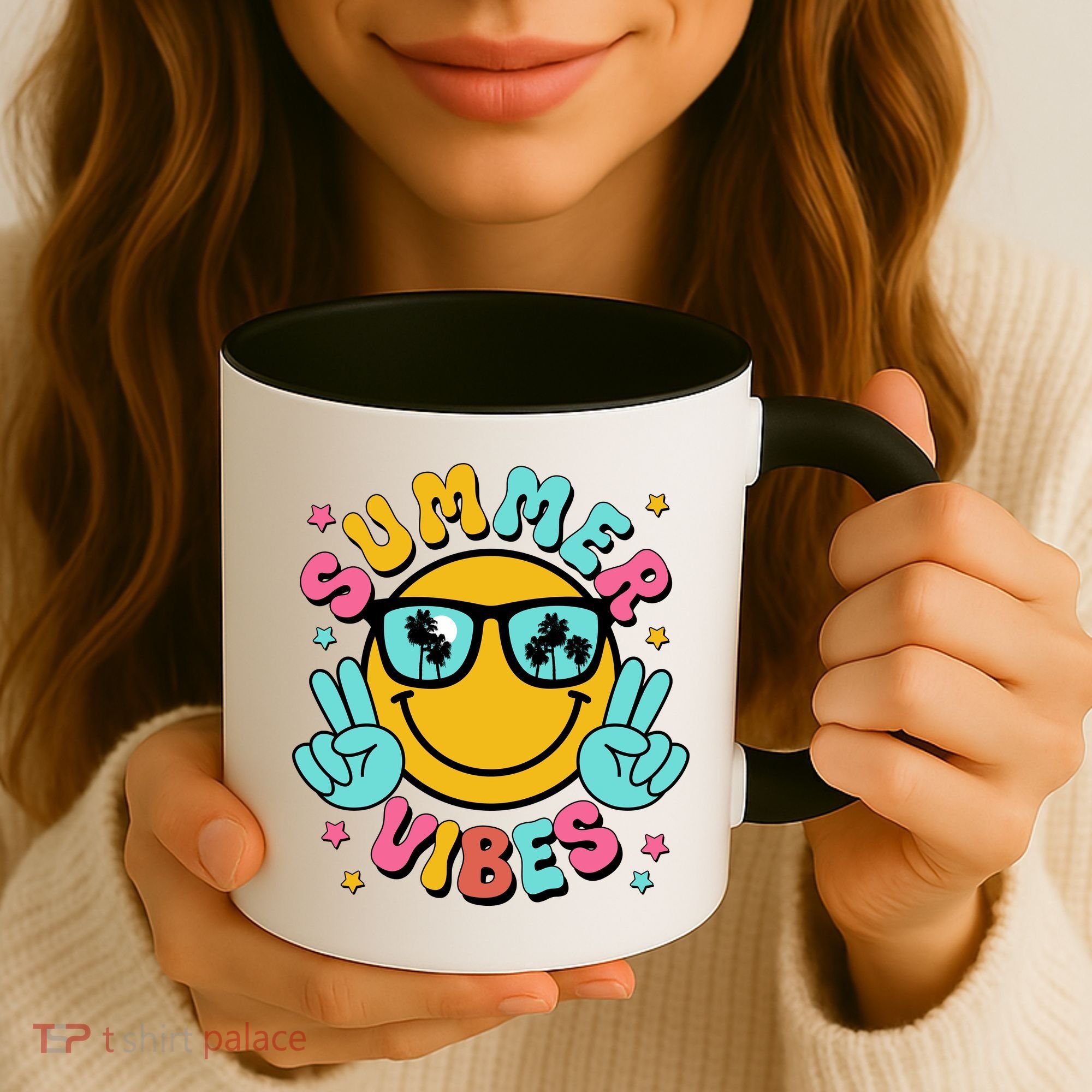 Summer Vibes Tropical Sunset Beach Vacation Coffee Mug