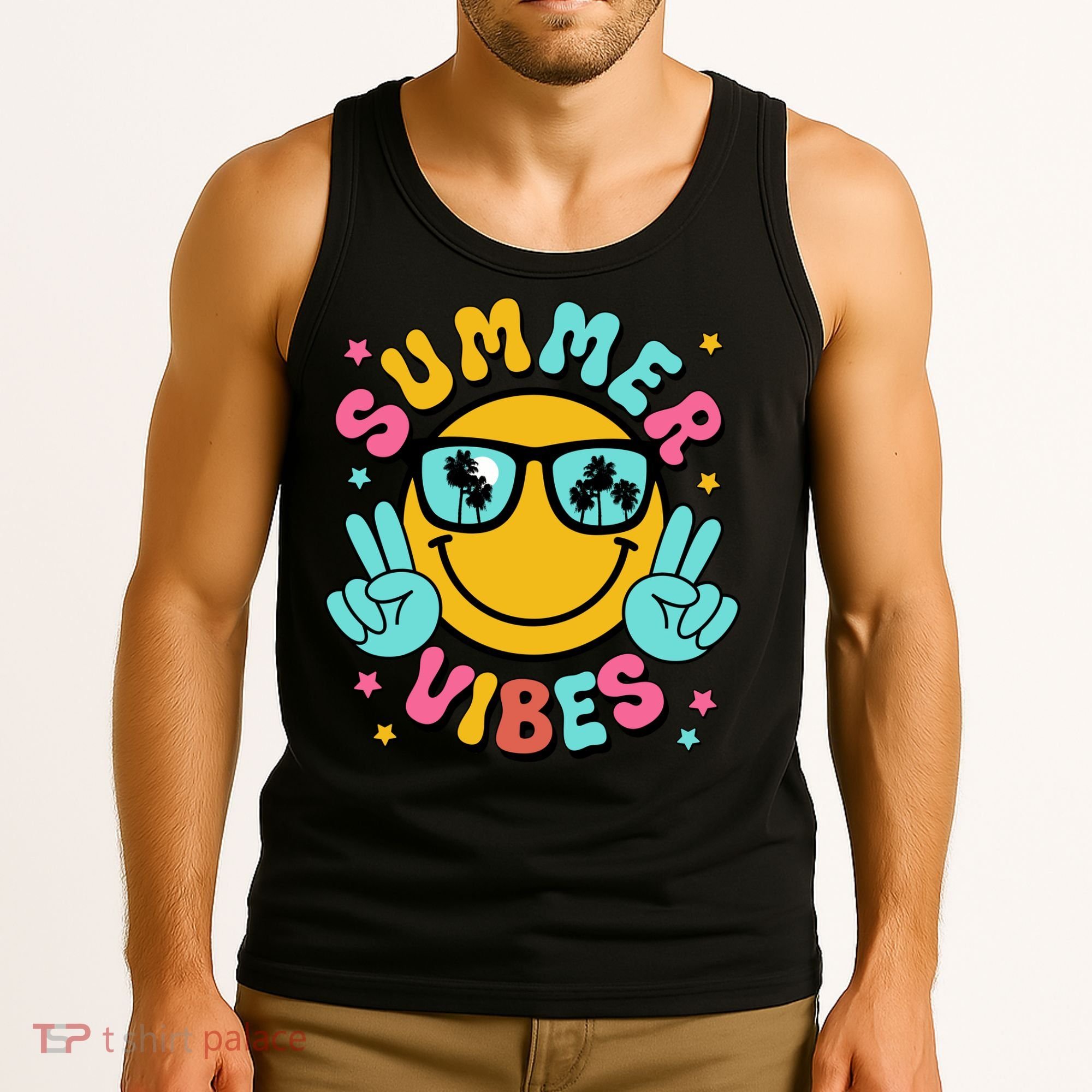 Summer Vibes Tropical Sunset Beach Vacation Tank Top