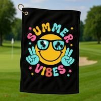 Summer Vibes Tropical Sunset Beach Vacation Golf Towel thumb 1