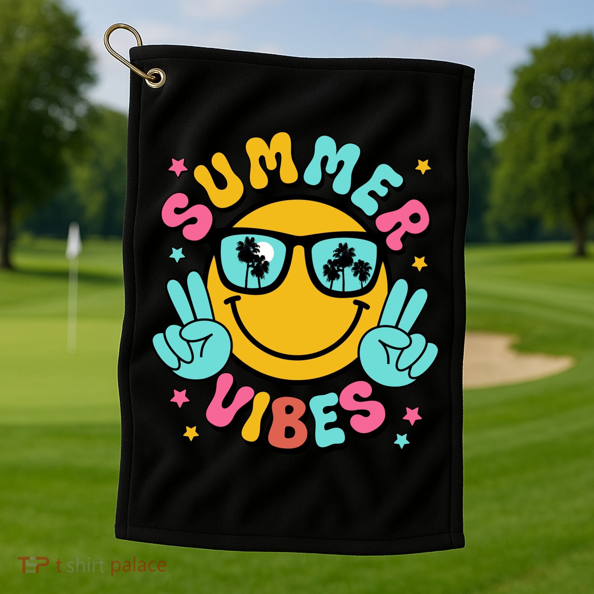 Summer Vibes Tropical Sunset Beach Vacation Golf Towel