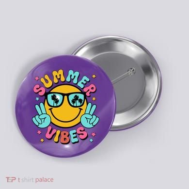 Summer Vibes Tropical Sunset Beach Vacation Button