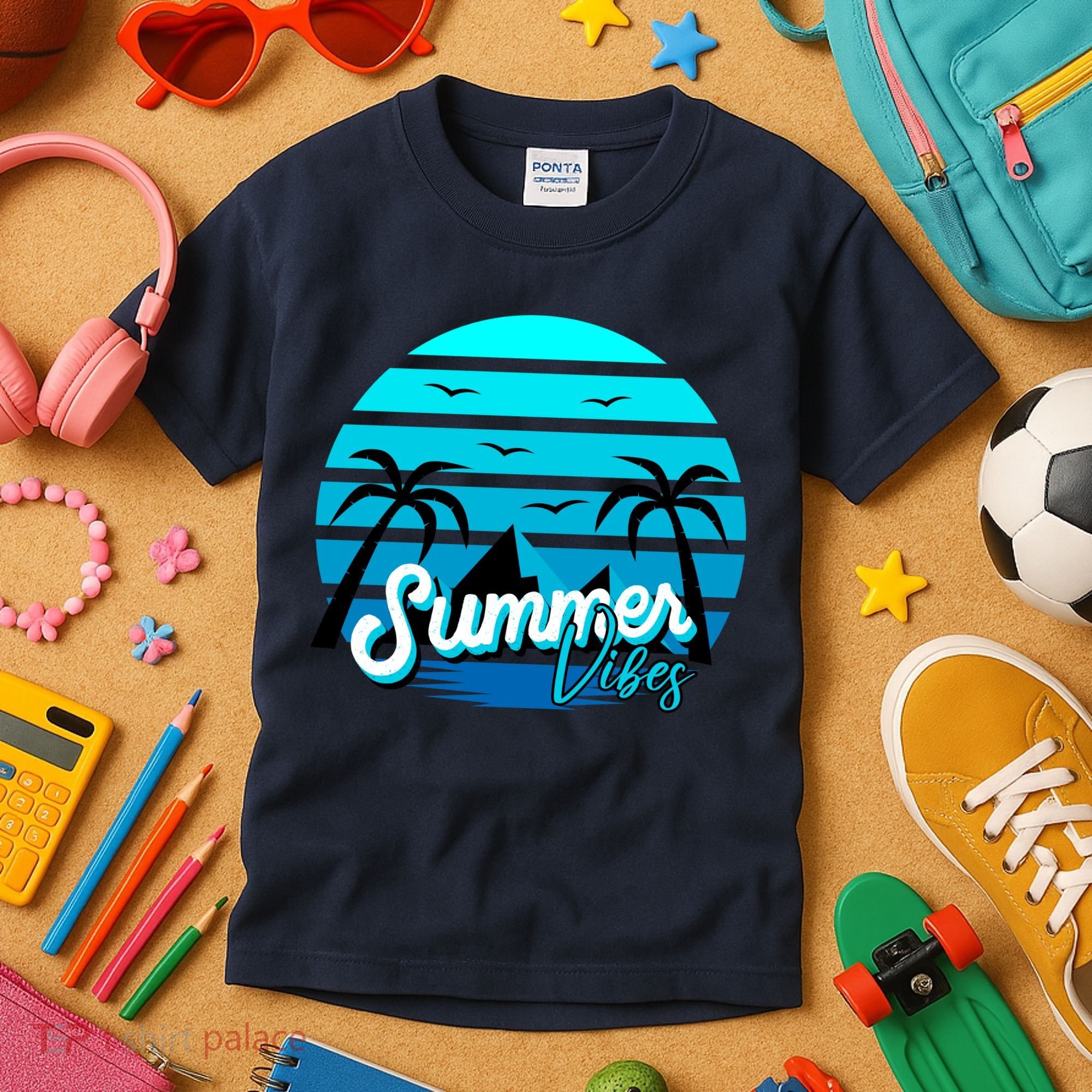 Summer Vibes Tropical Beach Vacation Kids T-Shirt