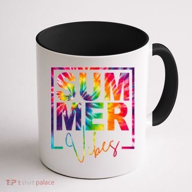 Summer Vibes Tie Dye Colorful Fun Coffee Mug back