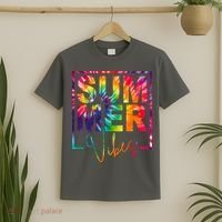 Summer Vibes Tie Dye Colorful Fun T-Shirt thumb 2