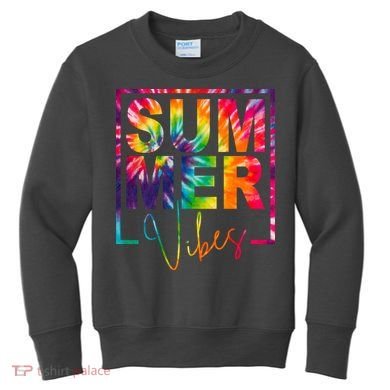 Summer Vibes Tie Dye Colorful Fun Kids Sweatshirt