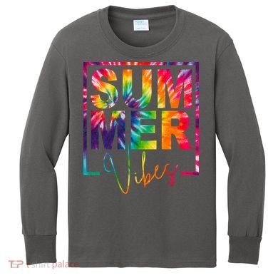 Summer Vibes Tie Dye Colorful Fun Kids Long Sleeve Shirt