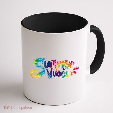 Summer Vibes Tie Dye Rainbow Coffee Mug back
