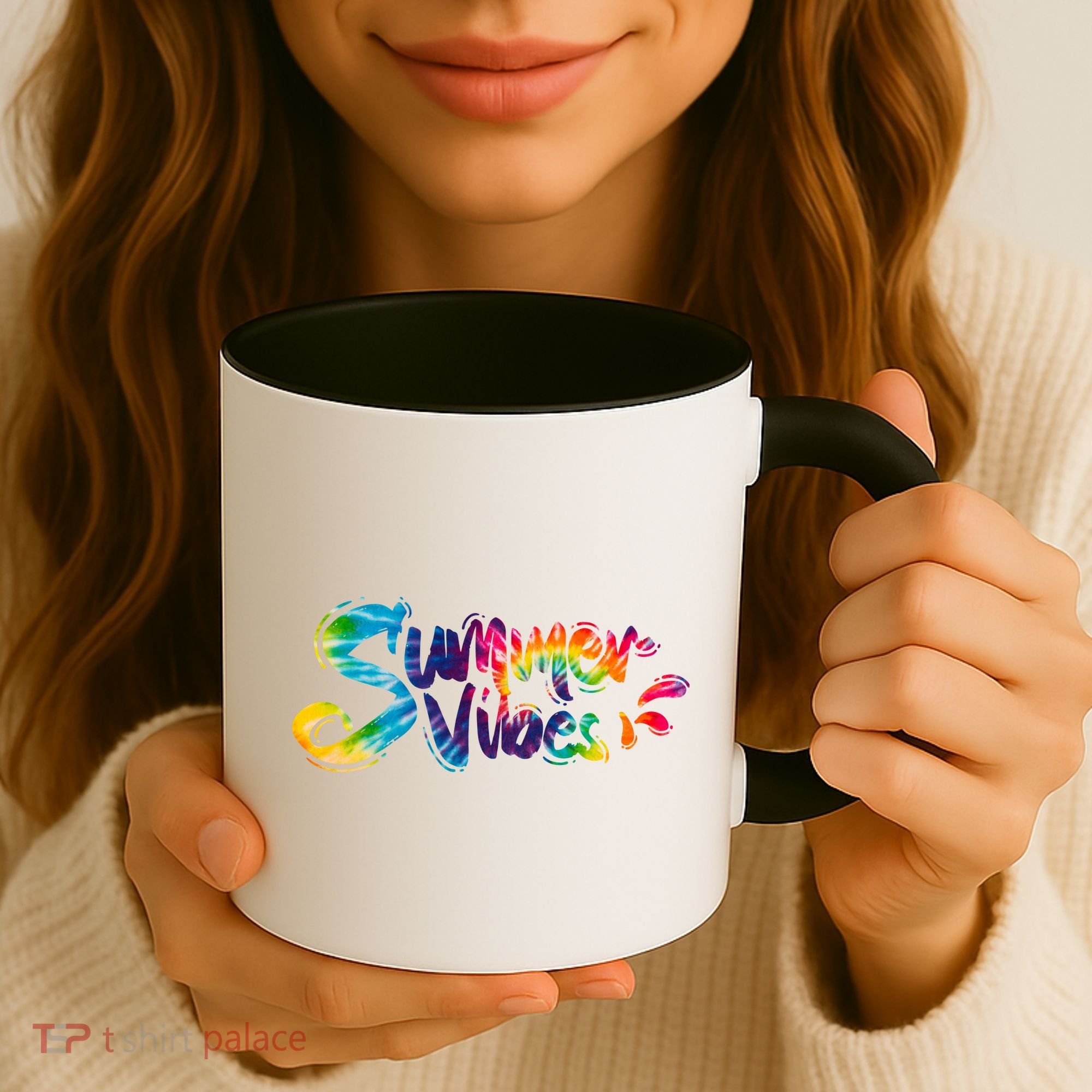 Summer Vibes Tie Dye Rainbow Coffee Mug