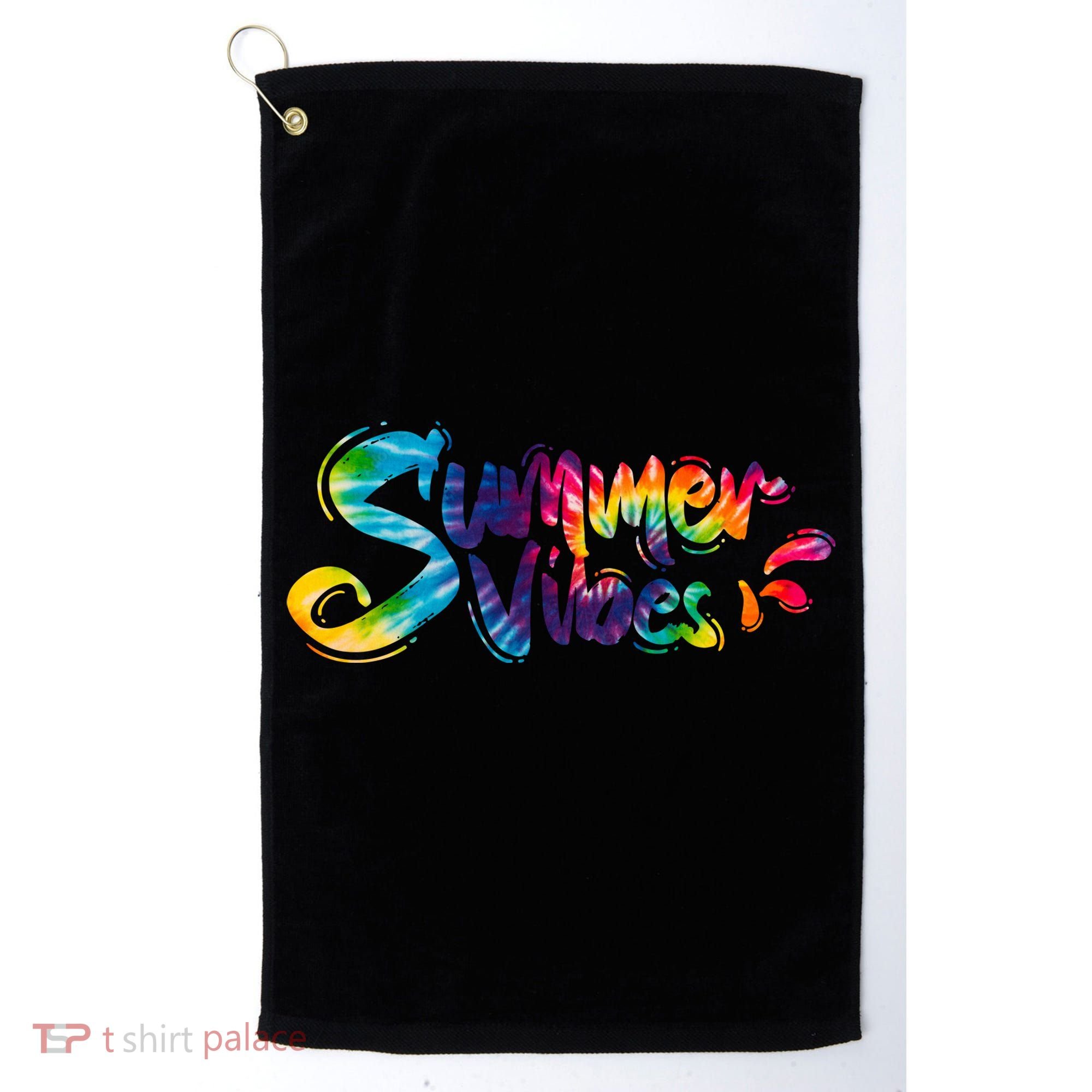 Summer Vibes Tie Dye Rainbow Golf Towel