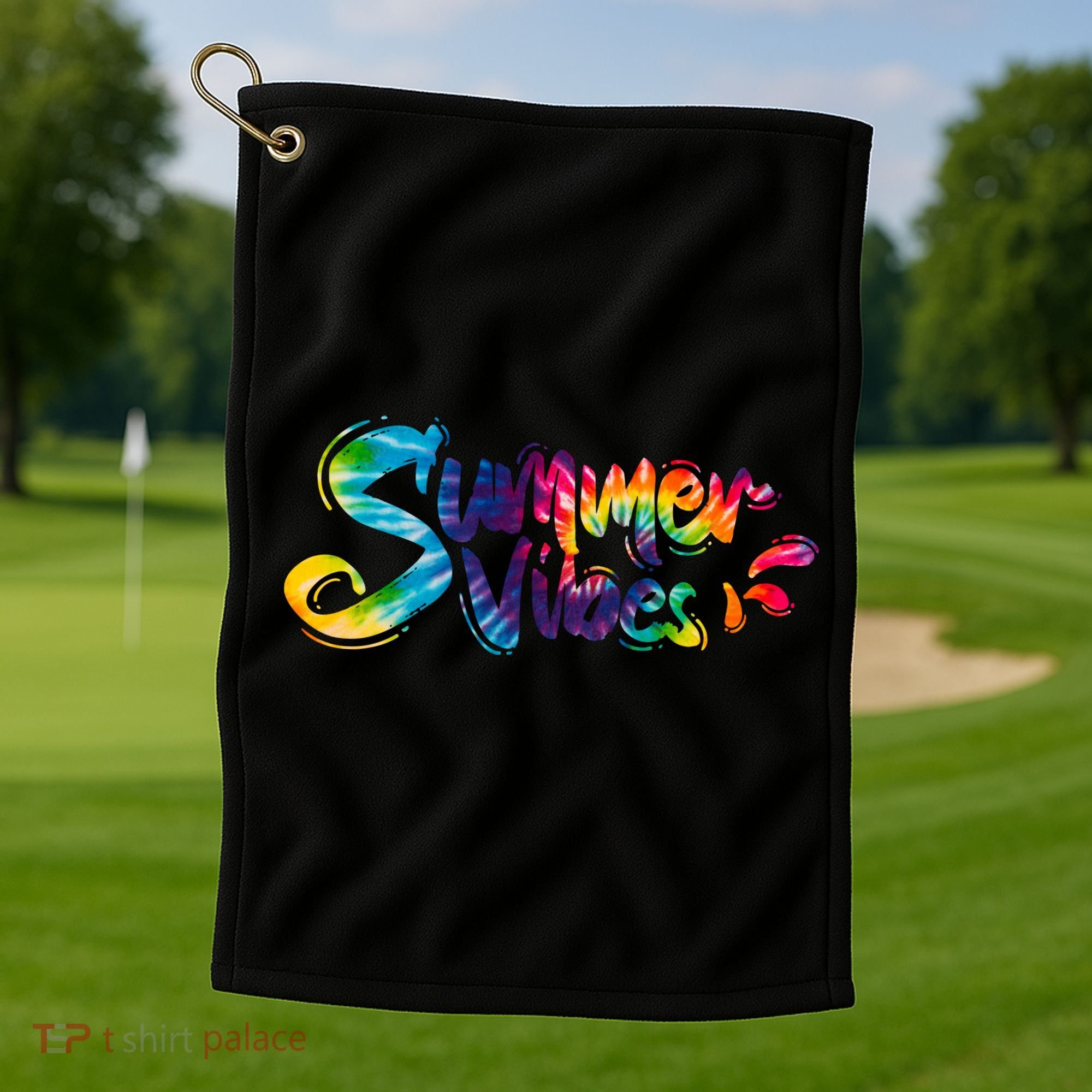 Summer Vibes Tie Dye Rainbow Golf Towel