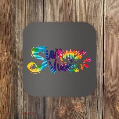 Summer Vibes Tie Dye Rainbow Coaster