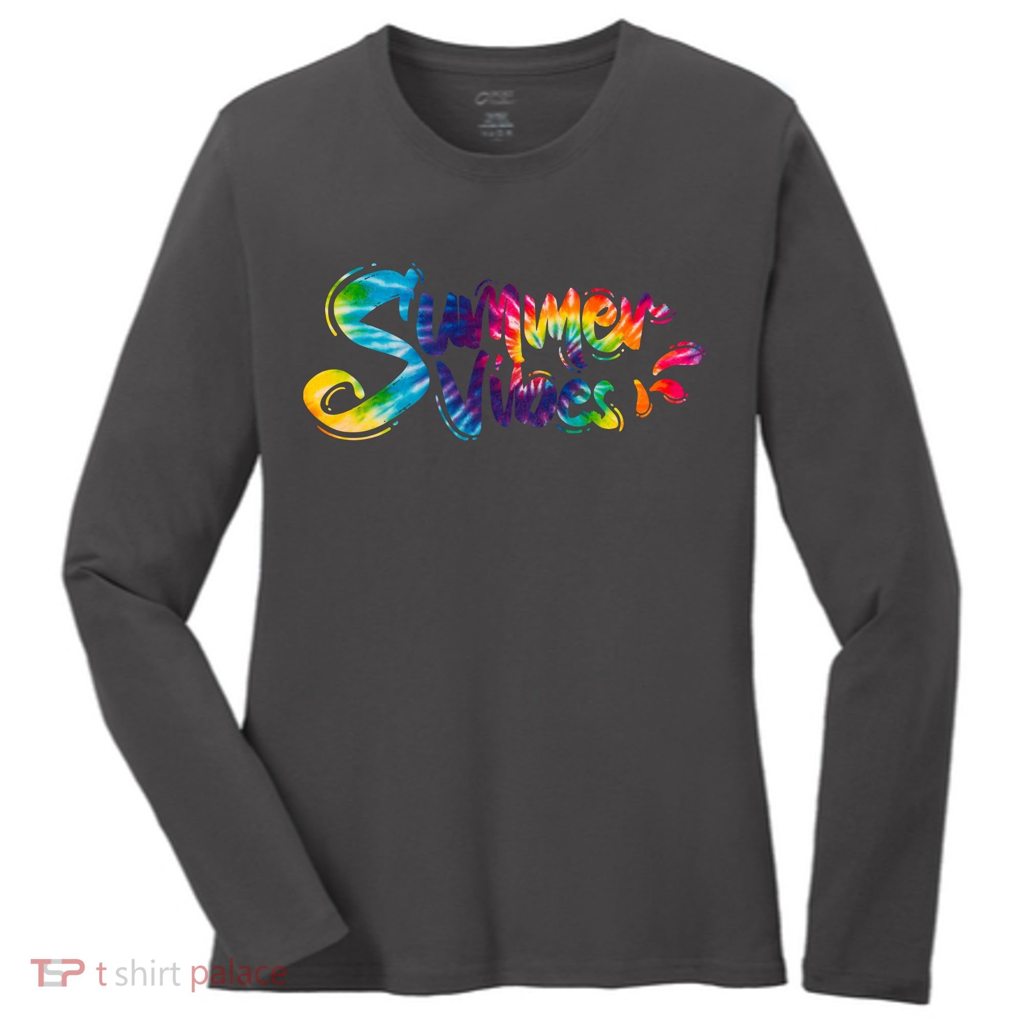 Summer Vibes Tie Dye Rainbow Women's Long Sleeve Shirt