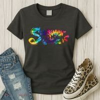 Summer Vibes Tie Dye Rainbow Women's T-Shirt thumb 3