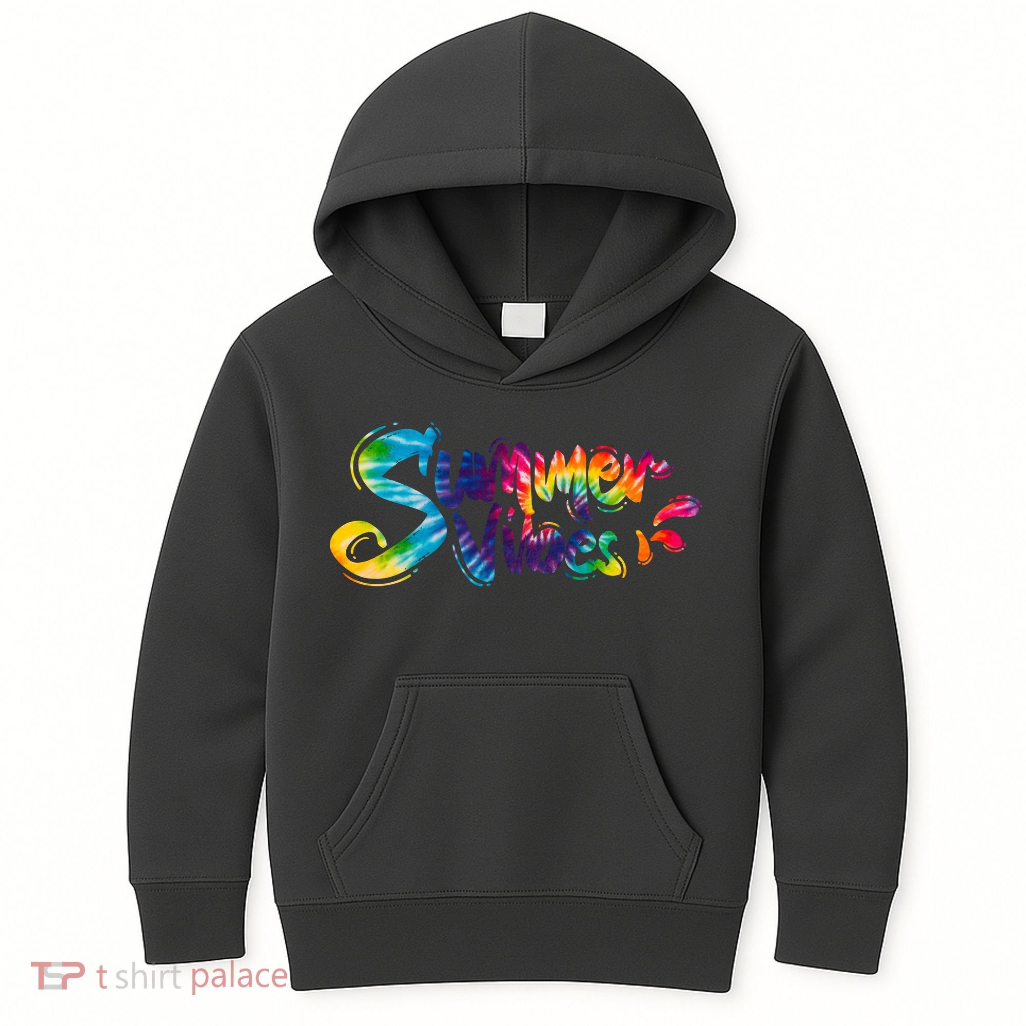 Summer Vibes Tie Dye Rainbow Kids Hoodie