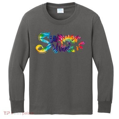 Summer Vibes Tie Dye Rainbow Kids Long Sleeve Shirt