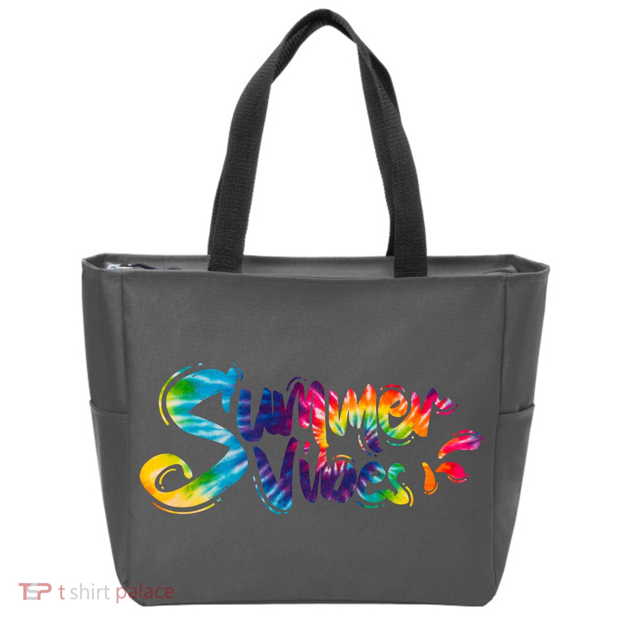 Summer Vibes Tie Dye Rainbow Tote Bag