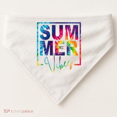 Summer Vibes Tie Dye Vacation Gift USA-Made Doggie Bandana