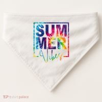 Summer Vibes Tie Dye Vacation Gift USA-Made Doggie Bandana thumb 0