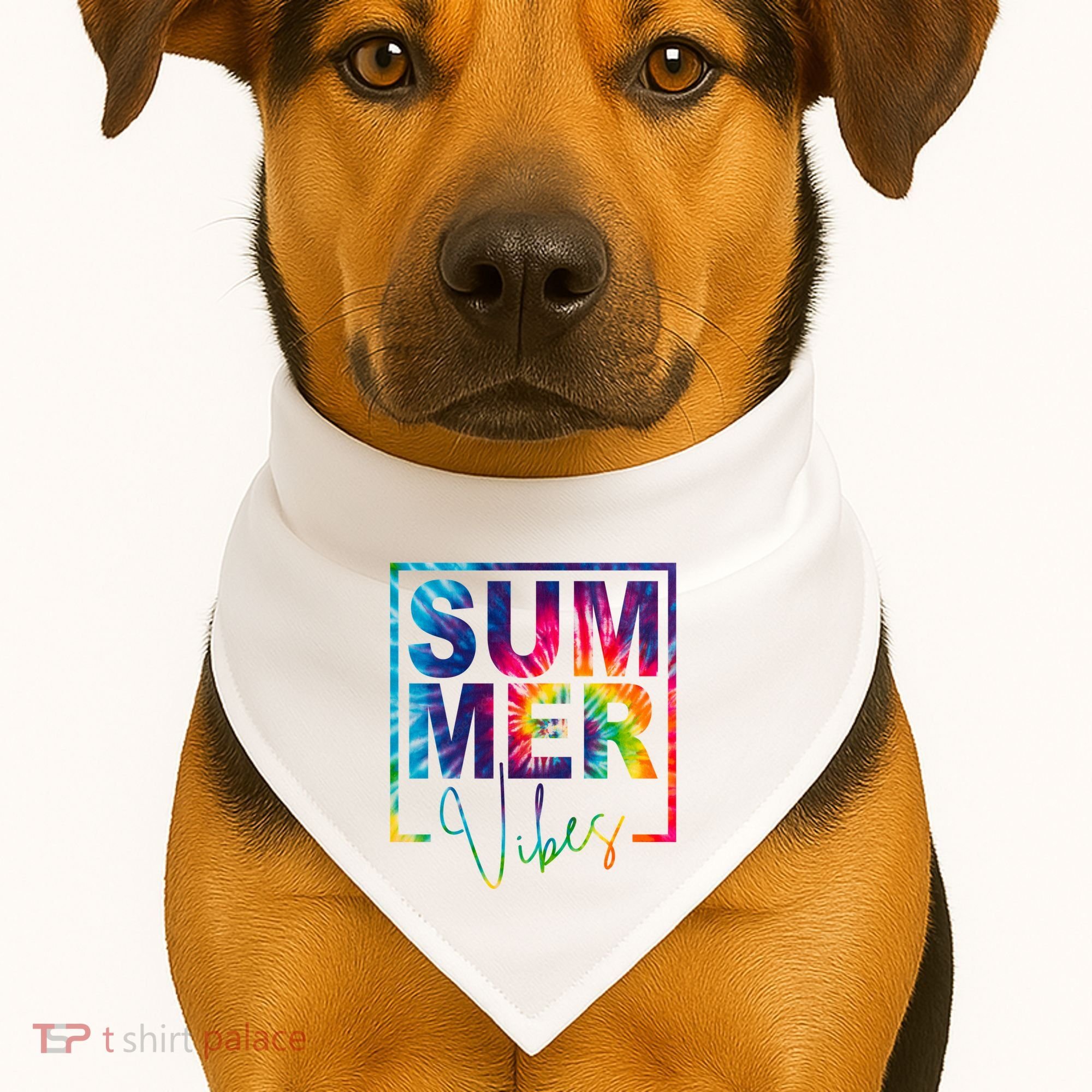 Summer Vibes Tie Dye Vacation Gift USA-Made Doggie Bandana