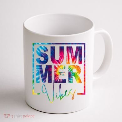 Summer Vibes Tie Dye Vacation Gift Coffee Mug back