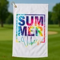 Summer Vibes Tie Dye Vacation Gift Golf Towel thumb 1