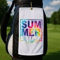Summer Vibes Tie Dye Vacation Gift Golf Towel thumb 2