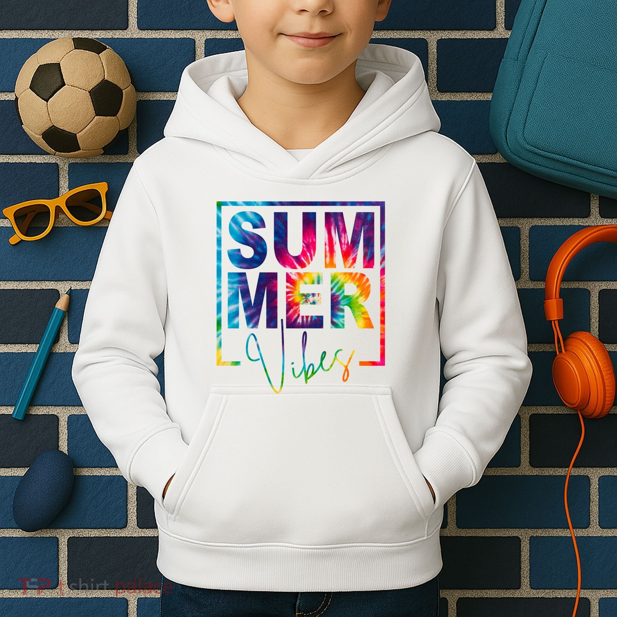 Summer Vibes Tie Dye Vacation Gift Kids Hoodie