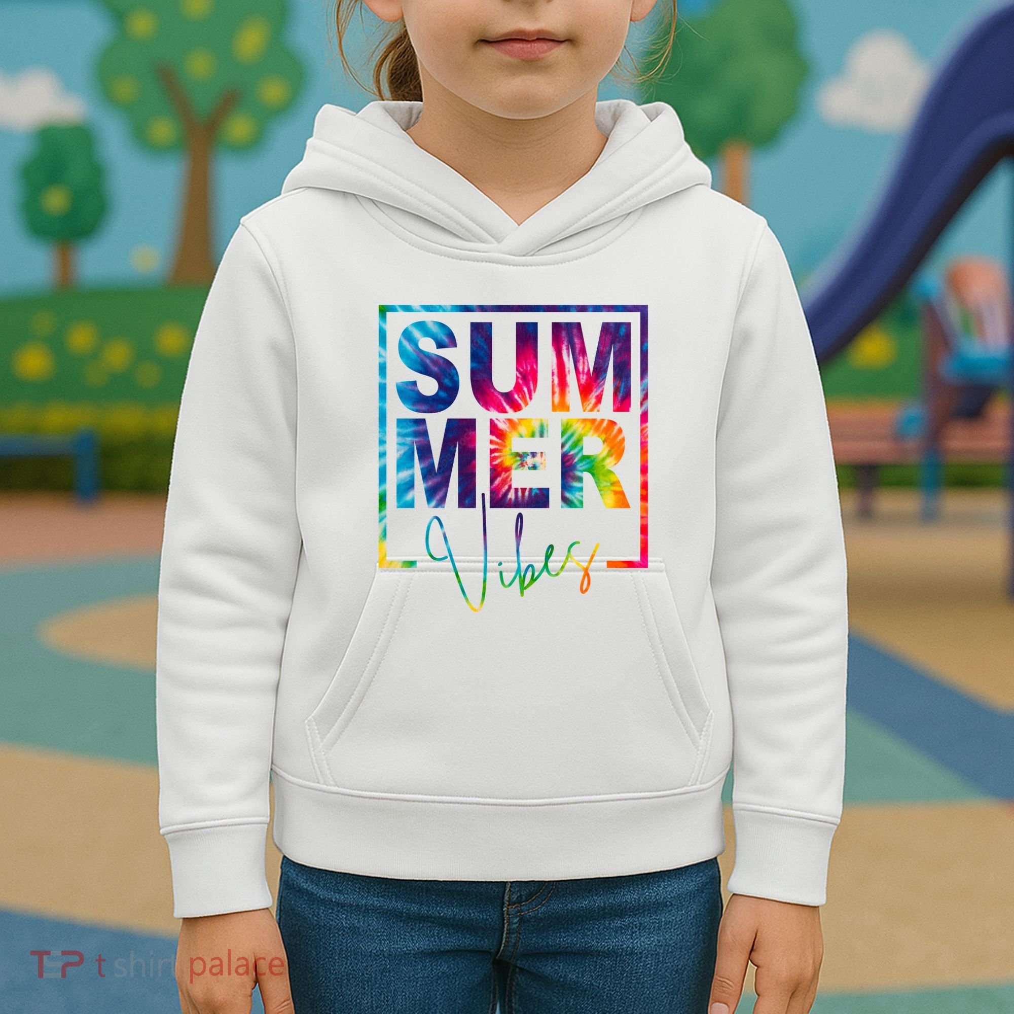 Summer Vibes Tie Dye Vacation Gift Kids Hoodie