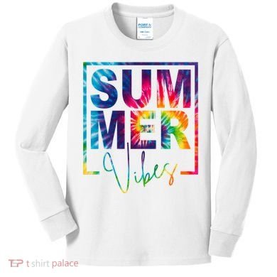 Summer Vibes Tie Dye Vacation Gift Kids Long Sleeve Shirt
