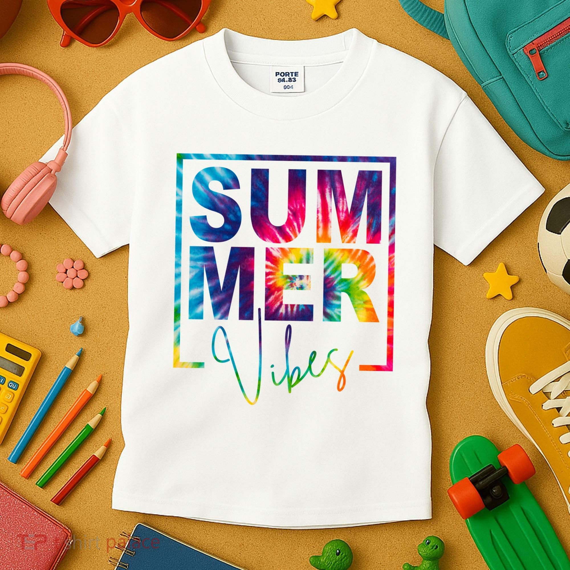 Summer Vibes Tie Dye Vacation Gift Kids T-Shirt