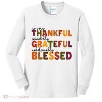 So Very Thankful Incredibly Grateful Unbelievably Blessed Kids Long Sleeve Shirt thumb 0