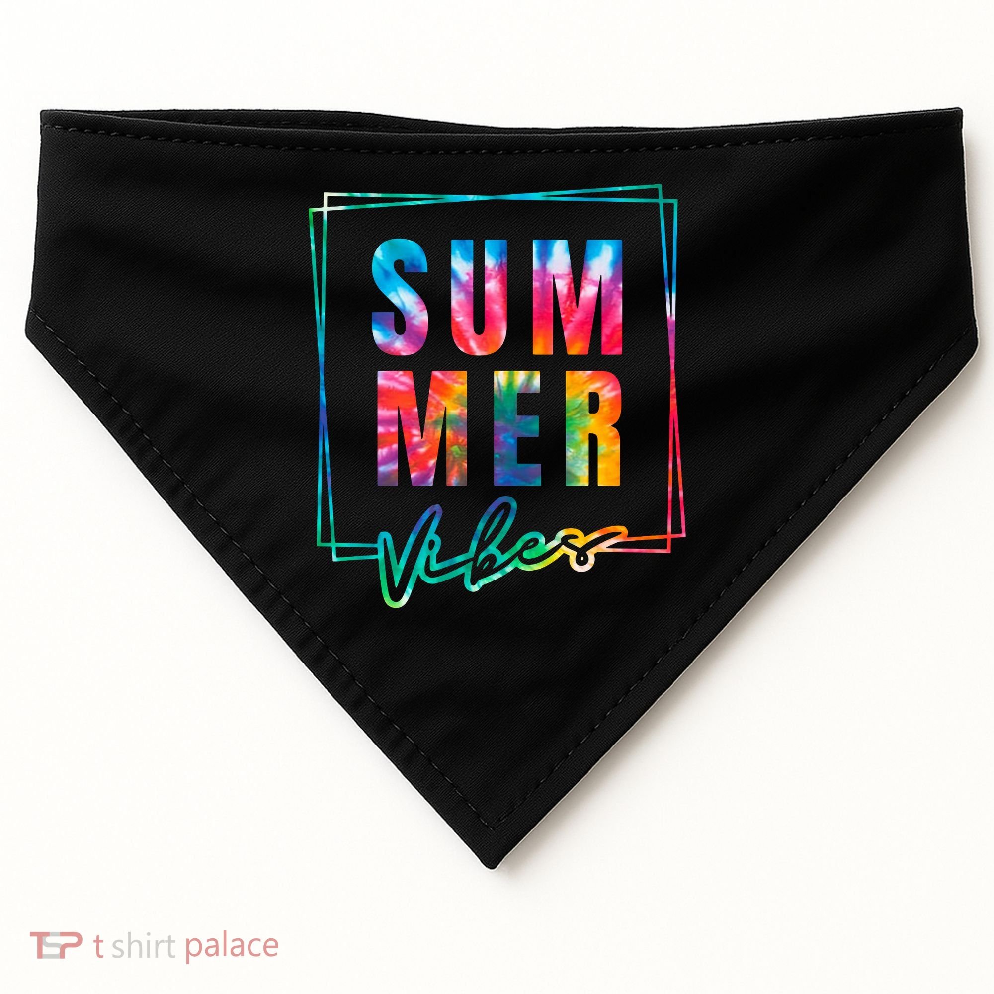 Summer Vibes Tie Dye Summer Vacation USA-Made Doggie Bandana