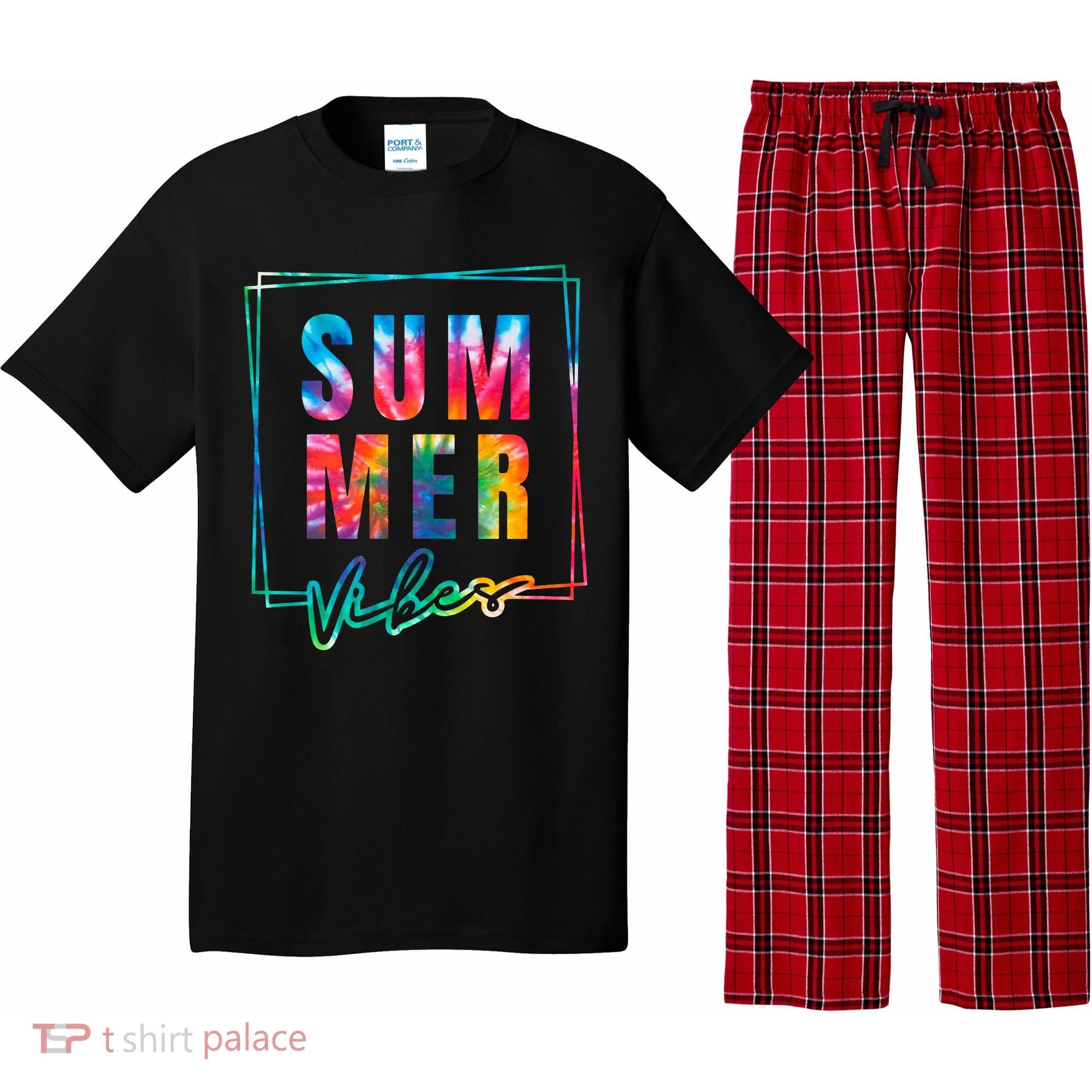 Summer Vibes Tie Dye Summer Vacation Pajama Set