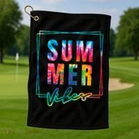 Summer Vibes Tie Dye Summer Vacation Golf Towel thumb 1